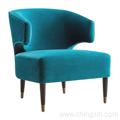 Green Velvet Wrapped Around Arm Chair with Capped Legs